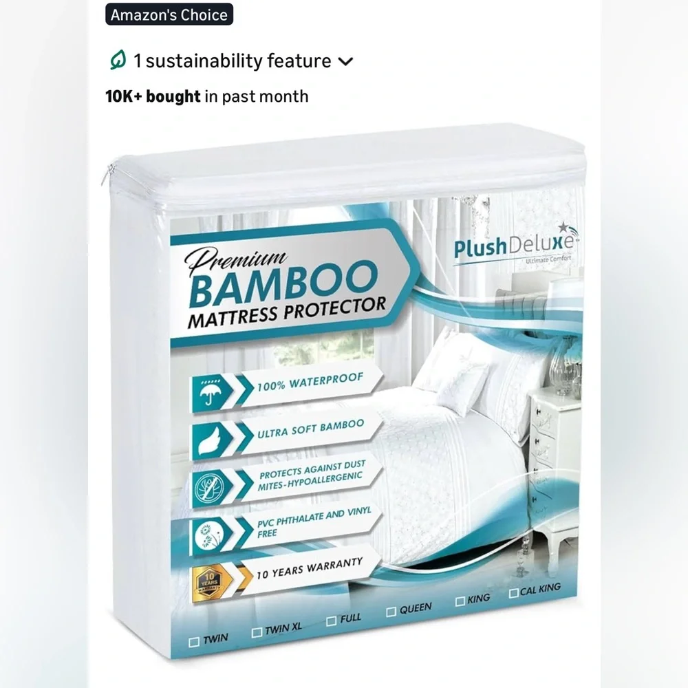 Premium Bamboo Mattress Protector - Queen